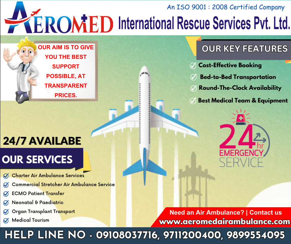 Aeromed Air Ambulance Service in Ranchi  - Available 24 Hours